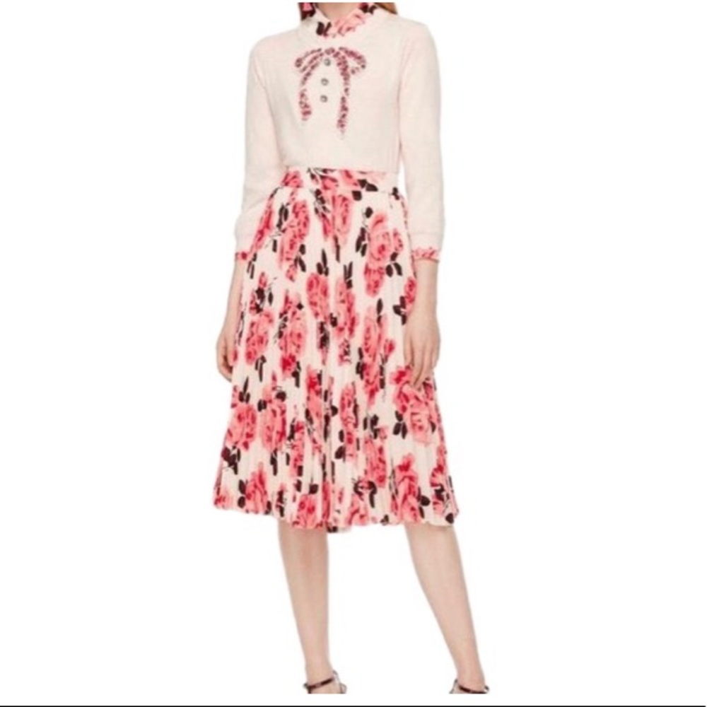 Kate Spade Pink Floral Skirt Size 00 Pleated